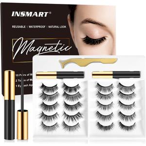 Magnetic Eyelashes with Magnetic Eyeliner Kit -10 Pairs Upgraded 3D 5D Magnetic Eyelashes Kit with Tweezers & 2 Tubes of Magnetic Eyeliner, Reusable, No Glue (10 Pairs)