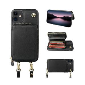 Bocasal Crossbody Wallet Case for iPhone 11, RFID Blocking Leather Purse Case with Card Holder, Protective Handbag Flip Cover with Zipper Wrist Strap Lanyard for Women 6.1 Inch (Black)