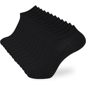 ATBITER 12 Pairs Ankle Socks Women and Men Low Cut No Show Athletic Running Short Socks (Black, S)