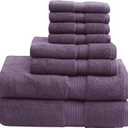 Madison Park 800GSM Bathroom Towel Set of 8 100% Cotton Bath Towel Set for Bathroom Luxurious Highly Absorbent 2 Bath Towels 2 Hand Towels 4 Washcloths Quick Dry Spa Quality Purple, Multi-size Set
