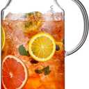 1 Gallon thickened Glass Pitcher with Lid and Spout, Borosilicate Glass Carafe for Hot/Cold Drink, Water Pitchers for Fridge, Extra Large Jug with Handle for Iced Tea, Coffee, Juice, Homemade Beverage