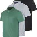 Real Essentials 3 Pack: Mens Short Sleeve Dry-Fit Collared Polo Shirt with Pocket - Active Casual (Available Big & Tall) (XXXL)