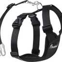 Pawaboo Adjustable Dog Safety Vest Harness with Seatbelt, Dog Seat Belt Harness for Car with Vehicle Connector Strap, Breathable Dog Seatbelt Safety Tether for Small Medium Large Pet, Medium, Black (M (Pack of 1))