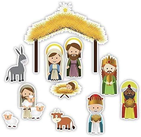 Needzo Jumbo Nativity Scene Magnet Set for Families and Kids, Religious Magnetic Decals For Refrigerator or White Board, 11 Pieces, 11 1/4 x 10 inches