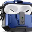 DASFOND Armor Earphone Cover Case for AirPods Pro 2, Military Grade Full Body Shockproof Protection Hard Case, Support Wireless Charging with Keychain, Magnetic Lid, Front LED Visible, Blue