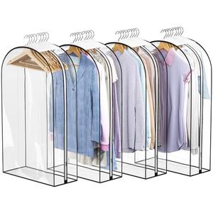 Liuoud Clear Garment Bags for Hanging Clothes 10” Gusseted, Suit Bags for Closet Storage, Hanging Plastic Clothes Cover for Coat, Dress, Fur, Shirt, 2 Pack, 40” Long