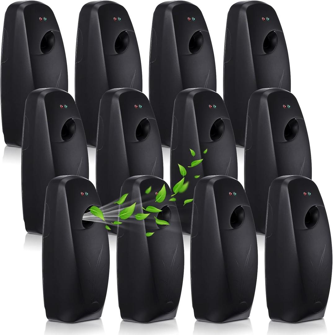 Maxcheck 12 Pcs Automatic Air Freshener Spray Dispenser Automatic Spray Dispenser for Bathroom Battery Operated Free Standing or Wall Mounted Restroom Bedroom Sprayer (Black)