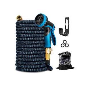  Kotto 150 ft Flexible Garden Hose, Water Hose for Outside with 10 Spray Nozzles, Brass Connector, Leak-Proof, Blue