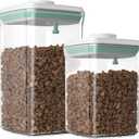 Dog-Cat POP Treat-Airtight jar-Container - 1.3 Qt/1.2 L and 2.2 Qt/2 L (2PC) | Stackable One-Touch Opening | For Snacks Candy Salt Herbs Spices | BPA-Free