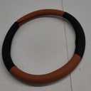 Steering Wheel Cover Standard Size 14.5-15 inch, Non-Slip Car Wheel Cover Protector, Breathable Microfiber Leather, Black and Ochre Brown