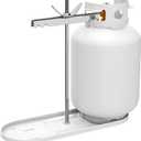 RVGUARD RV Dual Propane Tank Mounting Rack for 30lbs Tanks, White, Dual RV Propane Tank Cylinder Rack for Travel Trailer Hitch Frame
