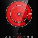 Dual Heating Coil Design of Single Burner Electric Cooktop, 1800W Ceramic Infrared Cooking Hot Plate, Portable Countertop or Built-in Radiant Stove Top Cooker with Wattage and Temperature Control