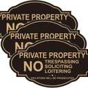 No Trespassing No Soliciting Signs for Home, Private Property 3 Pack 7x4 Inch Black Vinyl Stickers Outdoor, Soslina Waterproof Weatherproof Security Warning Signs for Fence Gate Door Yard