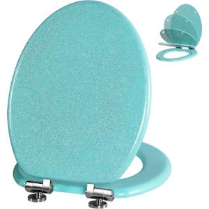 Angol Shiold Glitter Toilet Seat, Slow Close (Elongated, Green)