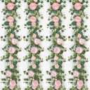 SOMYTING Artificial Flower Garlands Eucalyptus Garlands with Flowers Rose Peony Flower Vine Faux Floral Garland for Wedding Party Arch Table Wall Backdrop Decoration (Light Pink, 4PCS)