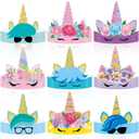 ZOIIWA 36Pcs Unicorn Birthday Party Hats Glitter Unicorn Horn Crown Headbands with Colorful Horns and Flowers for Princess Dress Up Theme Party Decorations Favors Baby Shower Supplies 9 Styles