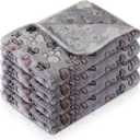 Tatuo 4 Pcs Dog Blanket for Pet Puppy Teething Toys Paw Print Fleece Blanket for Pet Cat Soft Warm Sleep Mat Guinea Pig Cage Mat(Medium(30 x 20.5 Inch),Gray)