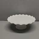 White Cake Stand, 10 Inch Cake Stands for Tea Party, Round Dessert Stand for 8 Inch Cake, Small Cake Plate Cupcake Stand for Dessert Table Display, Ruffle Trim