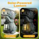 Solar Cat Garden Statue with LED Light - Cute Cat Figurine for Outdoor Decor, Weatherproof Resin Night Light for Yard Patio Lawn, Gift for Cat Lovers Women Mom Grandma