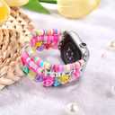 JR.DM Beaded Bracelet Compatible with Apple Watch 40mm 38mm 41mm 42mm Women Kids Girls Cute Fashion Preppy Stack Handmade Elastic Watch Strap for iWatch Series 11/10/9/8/7/SE/6/5/4/3/2/1 (Colorful)