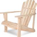 Shine Company Westport Wooden Adirondack Chair, Outdoor Patio Firepit Chairs, Back & Seat Pre-Assembled, Natural