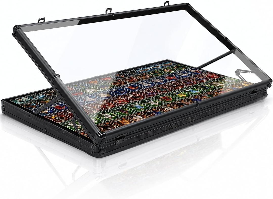 Trade Card Show Display Case, Large Aluminum Lockable Trading Show Display Case and Handle,Portable Trading with Lock for Collectibles, Sports Graded Cards TCG Craft Jewelry (Black, 33*22 in)