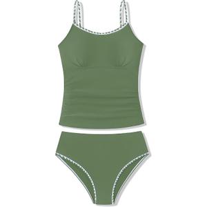 Girls Swimsuit Cutout Bathing Suit Two Piece Swimsuits for Teen Girls Tankini Swimwear Set High Waisted 11-15 Years