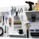 Wall Control Pegboard Organizer 4 ft. Metal Pegboard Standard Tool Storage Kit with White Toolboard and White Accessories