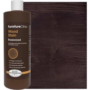 Furniture Clinic Wood Stain | Rosewood | Water Based | Fast Drying, Low Odor, & Non-Toxic | for Indoor & Outdoor Furniture and More | Multiple Finishes | (17oz / 500ml)