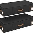 Cupic Cupid Under Bed Storage Containers, Foldable Organizer with Lid for Bedroom, Underbed Storage Box for Blankets, Clothes, Shoes, 2 Pack, Black