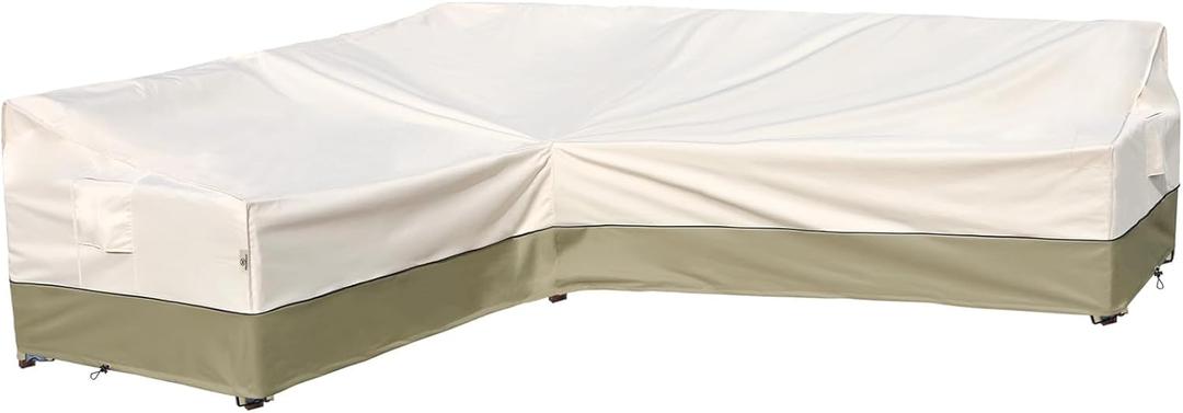 Outdoor Sectional Cover - Waterproof, Rip-Stop, Anti-UV 600D Heavy Duty Outdoor Couch Cover with 3 Air Vent (L-Shaped-Left Facing-58''X85''), Light Green