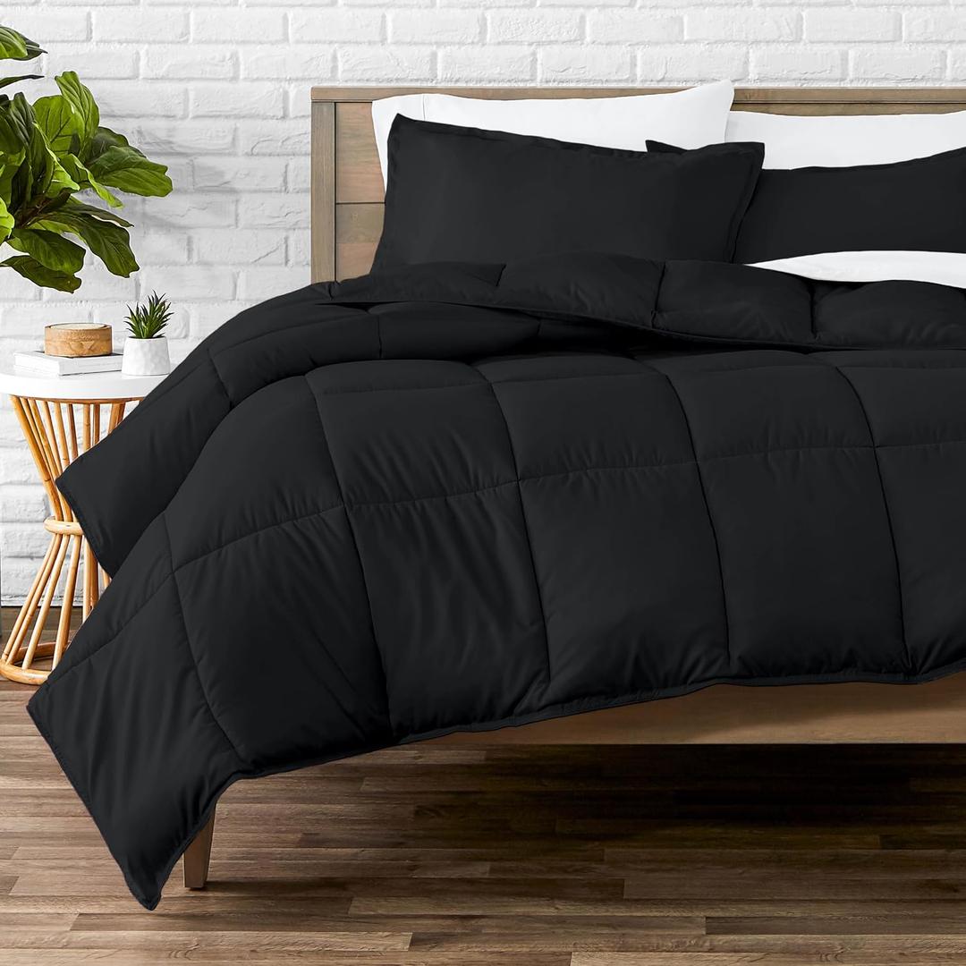 Bare Home Comforter Set - Queen Size - Ultra-Soft - Goose Down Alternative - Premium 1800 Series - All Season Warmth (Queen, Black)
