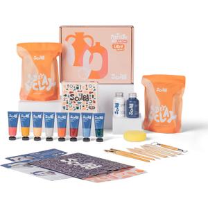 Sculpd - The Original Pottery Kit for Adults - Includes Air Dry Clay for Adults, Sculpting Tools, Varnish, Paint Brushes, Guides, Couples Date Night Arts & Crafts Set, Gloss Varnish with Earth Tones