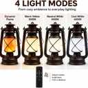 Rechargeable LED Lanterns 4 Pack, USB Charging Vintage Bronze Camping Lamps with Flickering Flame, Remote Control 4 Modes Hanging Lights for Patio Garden Porch Backyard Indoor Outdoor Halloween Decor