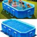 Foldable Pool for Adults with Ground Cloth 115"×65"×22"
Non-Inflatable Pool for Backyard Outdoor Collapsible Folding Dog Swimming Pool Light Blue