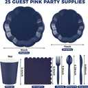 NatNarr 175 Pcs Navy Blue Plates and Napkins Set, 25 Guest Navy Blue Party Supplies Include 9" Graduation Plates & 7" Cake Plate Disposable Plastic Cutlery for Birthday Graduation Party Wedding