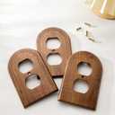 DoubleFill 4 Pcs Walnut Wood Light Switch Cover Brown Outlet Covers Wall Plate Decorative Boho Plug Plate Vintage Rustic Contemporary Interior Room Home Decor (13 * 8.2cm,Arch Double Hole)