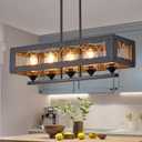 Black 5-Light Farmhouse Chandelier, Adjustable Rustic Kitchen Island Light Fixture for Dining Room and Kitchen Table
