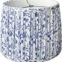 Drum Pleated Lamp Shade, 12" Top x 14" Bottom x 9.5" High Blue Print