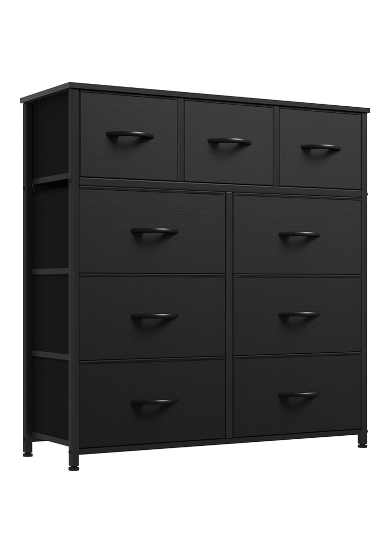 YITAHOME 9 Drawers Fabric Dresser, Dresser for Room, Black Chest of Drawers, Storage Tower Organizer Unit for Living Room, Closets - Sturdy Steel Frame, Wooden Top & Easy Pull Fabric Bins