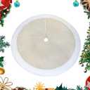 SHENG HONG Christmas Tree Skirt, 72 Inch Buffalo Plaid Xmas Tree Skirts for Christmas, Decorations for Party Holiday Home Decoration - Flax