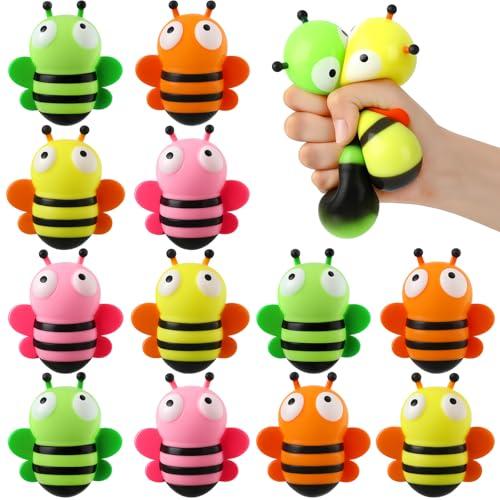 Meooeck 12 Pcs Bee Stress Relief Toy Stress Balls for Adult Mini Bee Party Favors Cute Squeeze Toys Fidget Animal Ball Fun for Birthday Party Office Birthday Christmas Stuffer Gift Classroom Prizes