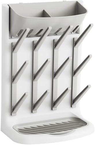 Yieach Vertical Baby Bottle Drying Rack,Space Saving Bottle Rack Dryer for Kitchen Countertop,Stand Large Baby Bottle Rack,Bottle Rack Holder for Baby Accessories,Breast Pump,Pacifiers Organizer,Grey