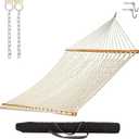 Castaway Living 13 ft. Double Traditional Hand Woven Cotton Rope Hammock with Storage Bag 2-Person, 450 lb Capacity, Free Extension Chains & Tree Hooks, Designed in The USA
