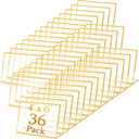 36 Pack Acrylic Sign Holder Gold Frame Table Numbers Slanted Back Menu Display Stand Clear Flyer Document Photo Display Holders Plastic Table Signs for Wedding Office (Horizontal Style, 4 x 6 Inch)