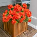 Fake Geraniums Artificial Flowers for Outdoors Fall Autumn Decoration, 6 Bundles Silk Geraniums UV Resistant Look Real Orange Faux Flowers Plants for Front Door Garden Planter Patio Balcony Yard Home