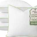 Ashler Home Deco Synthetic Down Pillow Inserts, 20x20 Down Alternative Throw Pillows Insert Sleeping Pillows with 100% Cotton Cover Decorative Pillow Stuffer for Sofa, Couch Bed(Set of 4, White)