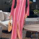 YouSexy Women's Sexy Swimsuit Crochet Maxi Dress Long Sleeve Long Beach Cover Up Dress (XL)