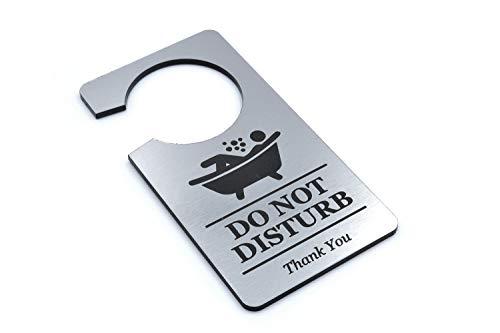 Silver 'In Bath' - Bathroom in use - Do Not Disturb, Door Sign, Door Hanger Sign. Perfect for use at home to stop intruders whilst bathing.