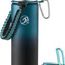 GOSWAG Insulated Sports Water Bottle, 24oz 2 Lids(with Straw/No Straw), Stainless Steel Water Bottles with Paracord Handle, Insulated Bottle with DoubleWall Vacuum Insulation